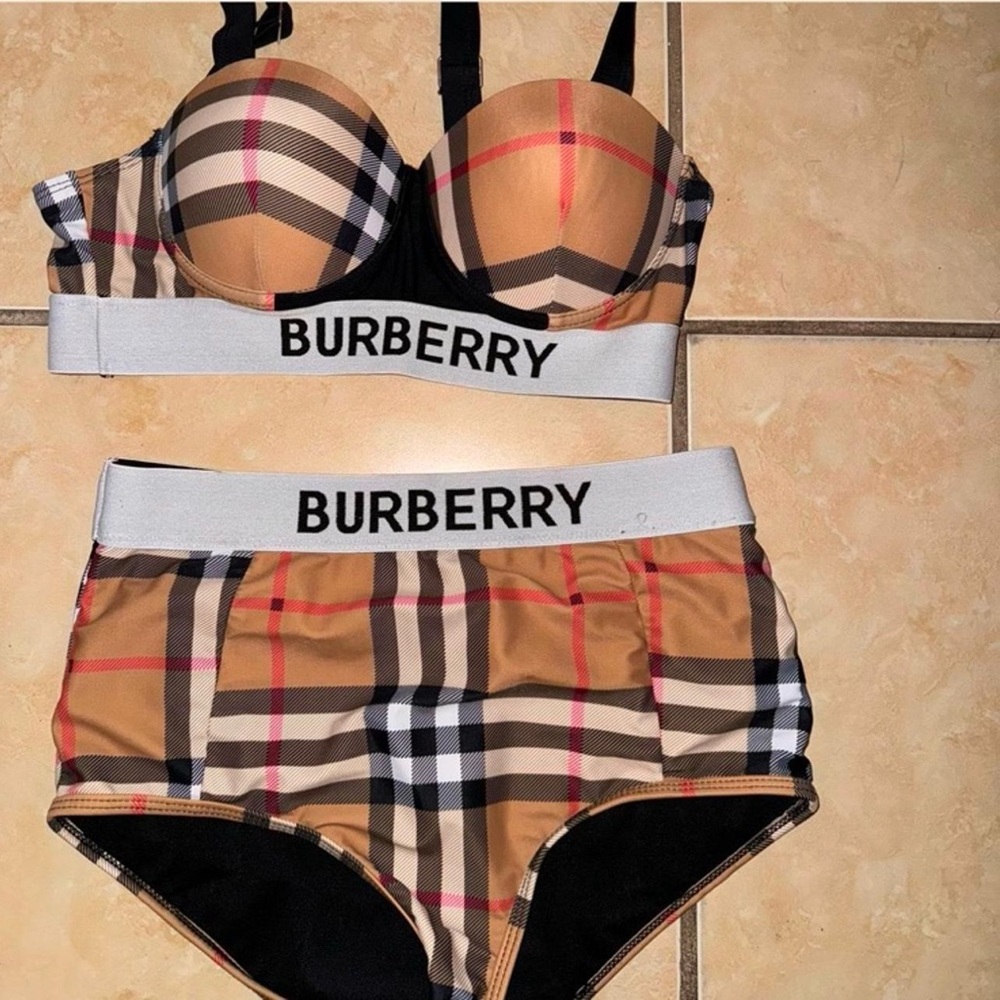 Burberry Checkered Bikini with Black and Tan
